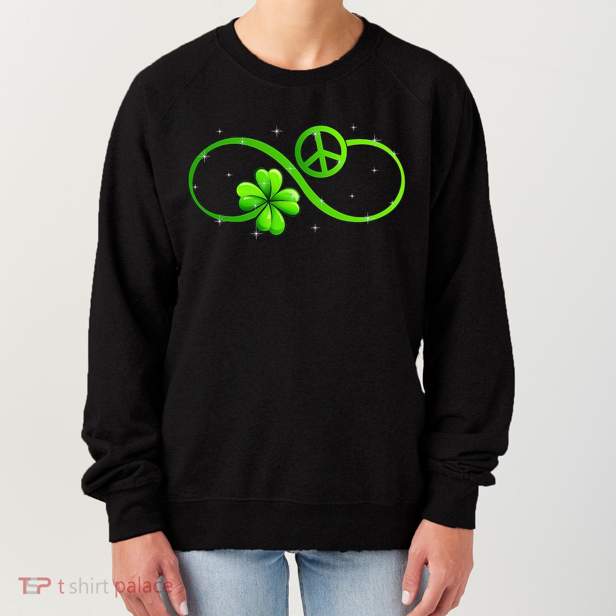 Peace Love Shamrock Irish Happy St Patrick's Day Women's Sweatshirt