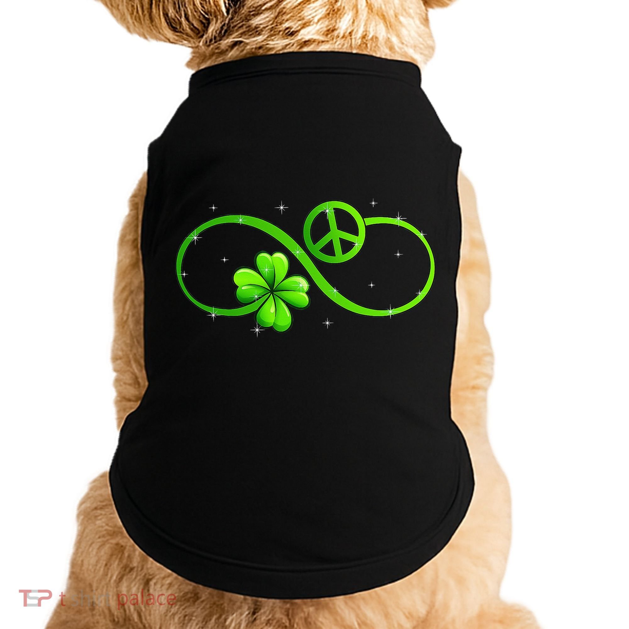 Peace Love Shamrock Irish Happy St Patrick's Day Doggie Tank