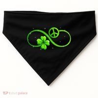 Peace Love Shamrock Irish Happy St Patrick's Day USA-Made Doggie Bandana thumb 0