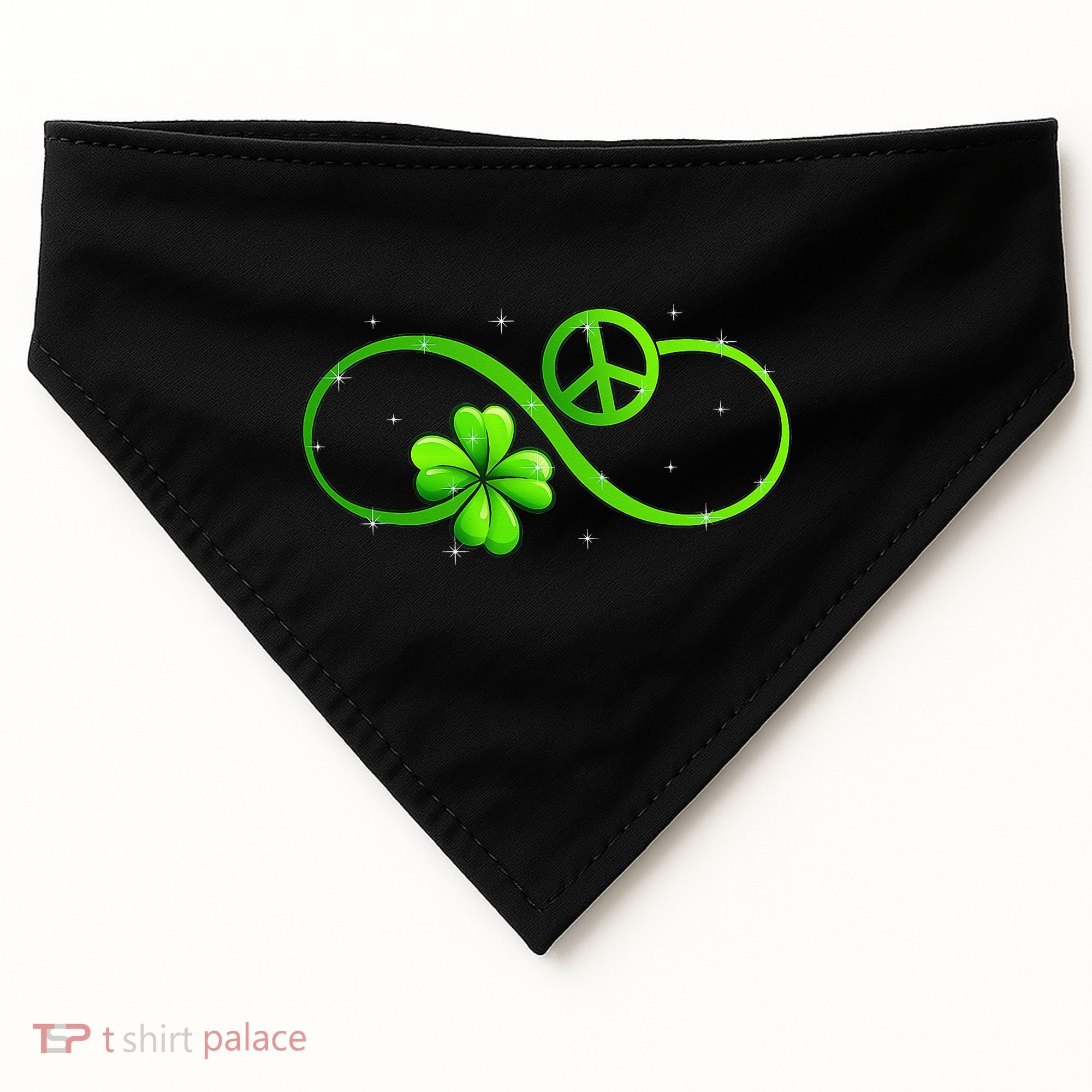 Peace Love Shamrock Irish Happy St Patrick's Day USA-Made Doggie Bandana
