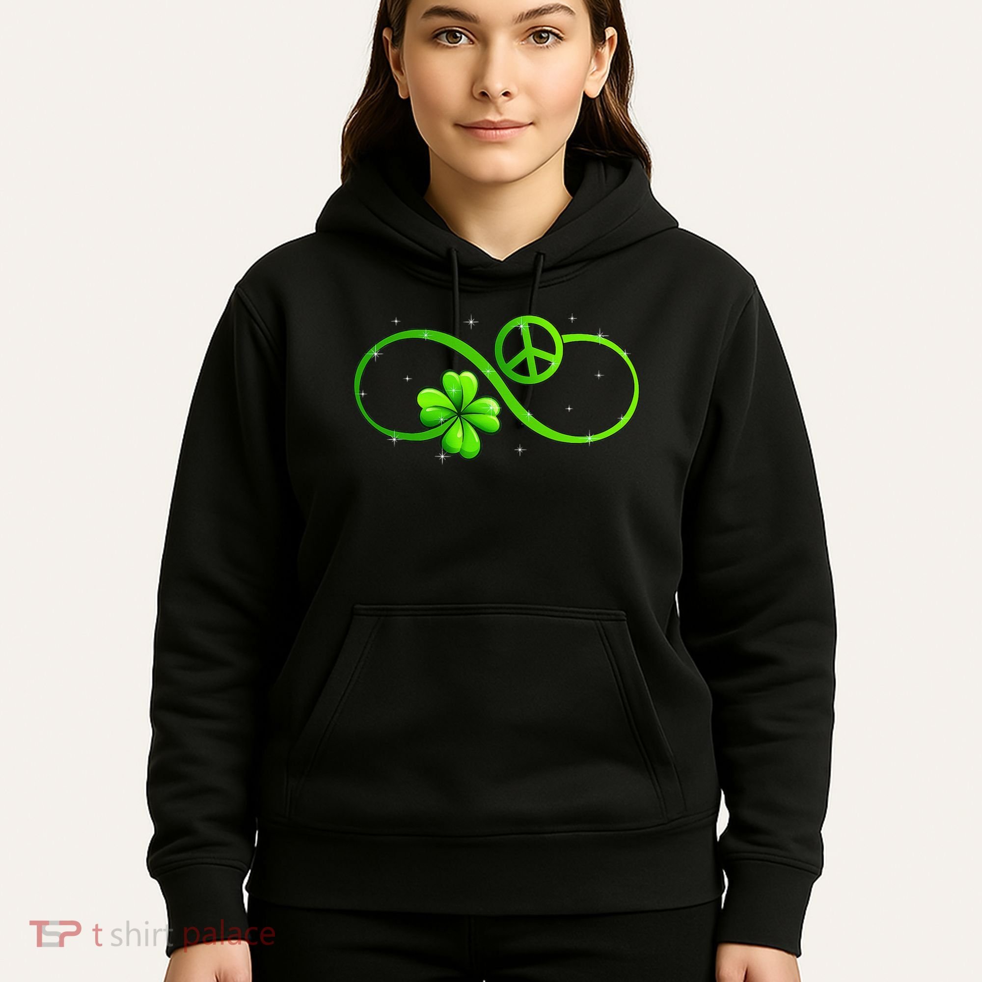 Peace Love Shamrock Irish Happy St Patrick's Day Hoodie