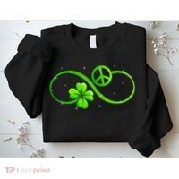 Peace Love Shamrock Irish Happy St Patrick's Day Sweatshirt thumb 2