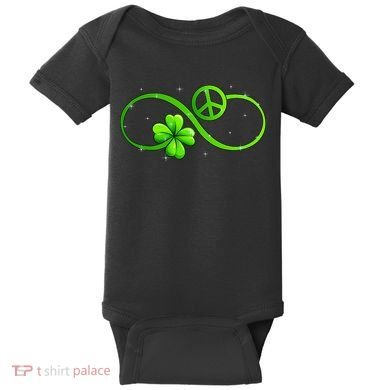 Peace Love Shamrock Irish Happy St Patrick's Day Baby Bodysuit