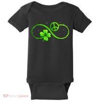 Peace Love Shamrock Irish Happy St Patrick's Day Baby Bodysuit thumb 0