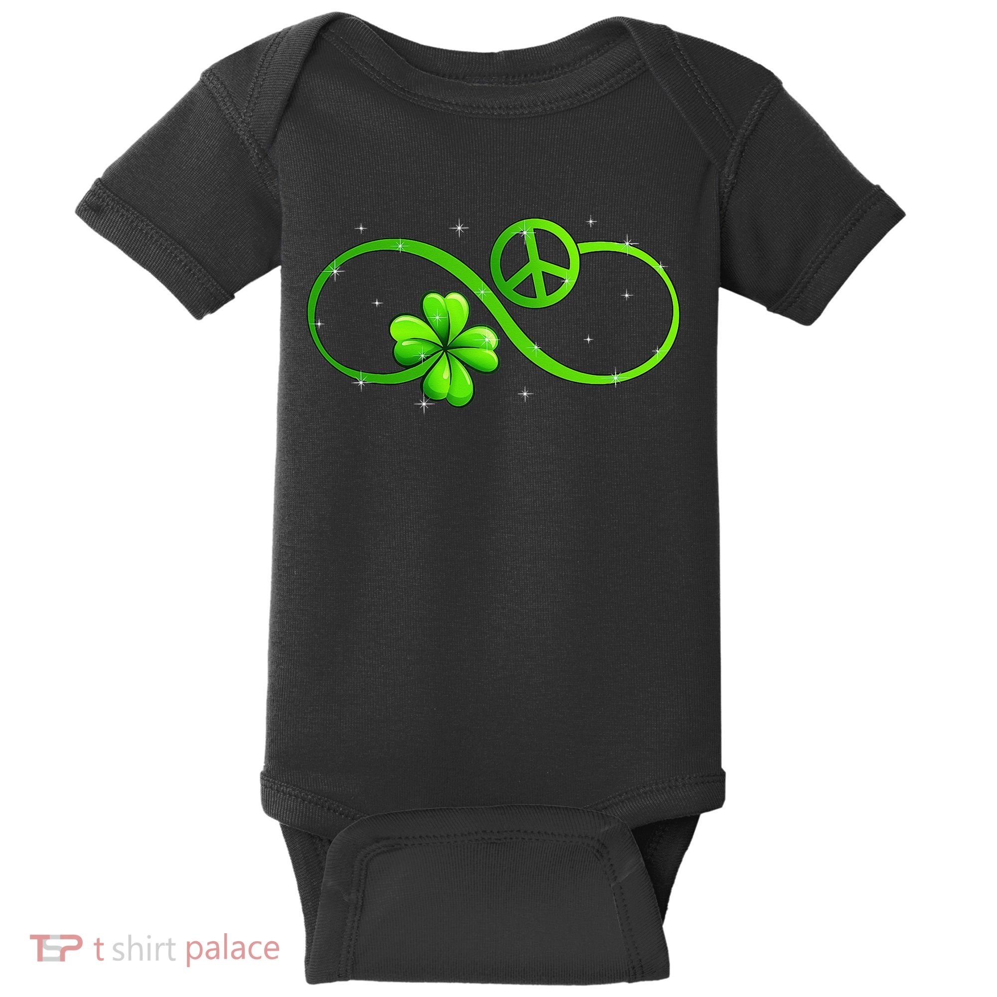 Peace Love Shamrock Irish Happy St Patrick's Day Baby Bodysuit