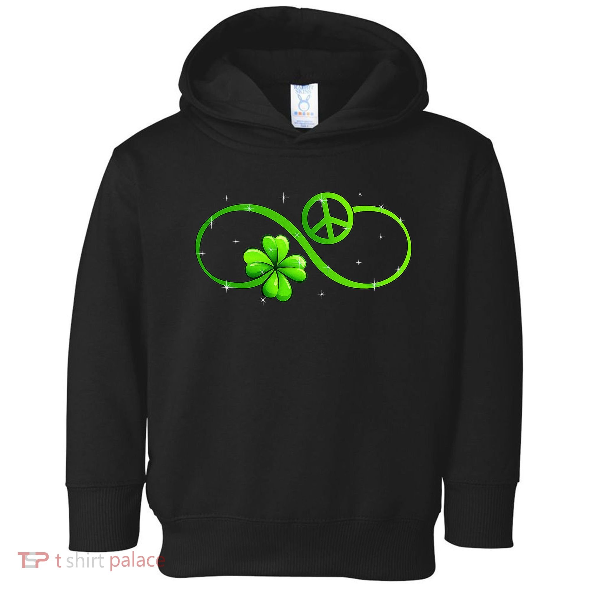 Peace Love Shamrock Irish Happy St Patrick's Day Toddler Hoodie