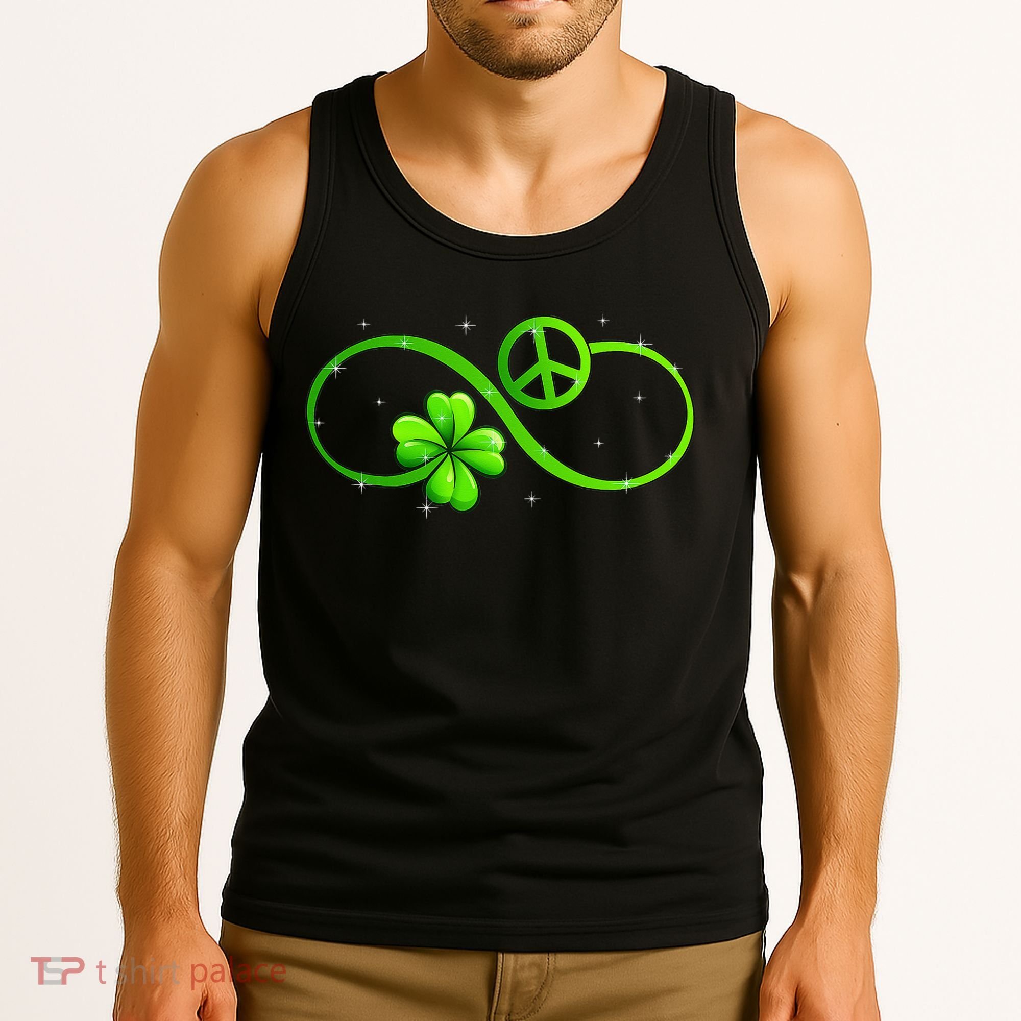 Peace Love Shamrock Irish Happy St Patrick's Day Tank Top