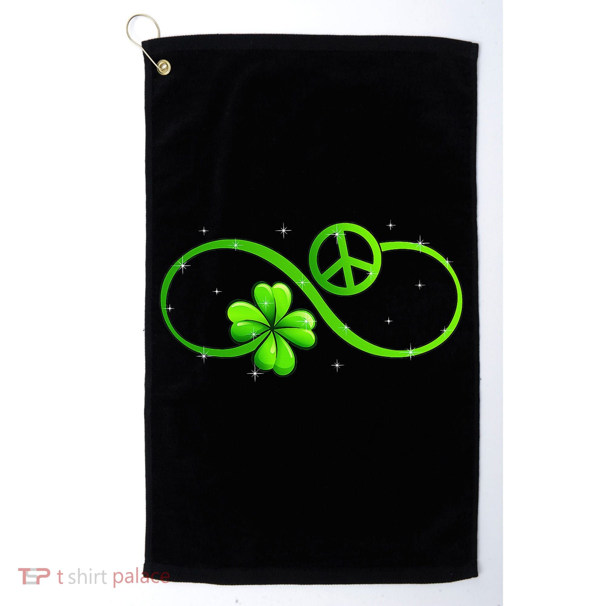 Peace Love Shamrock Irish Happy St Patrick's Day Golf Towel