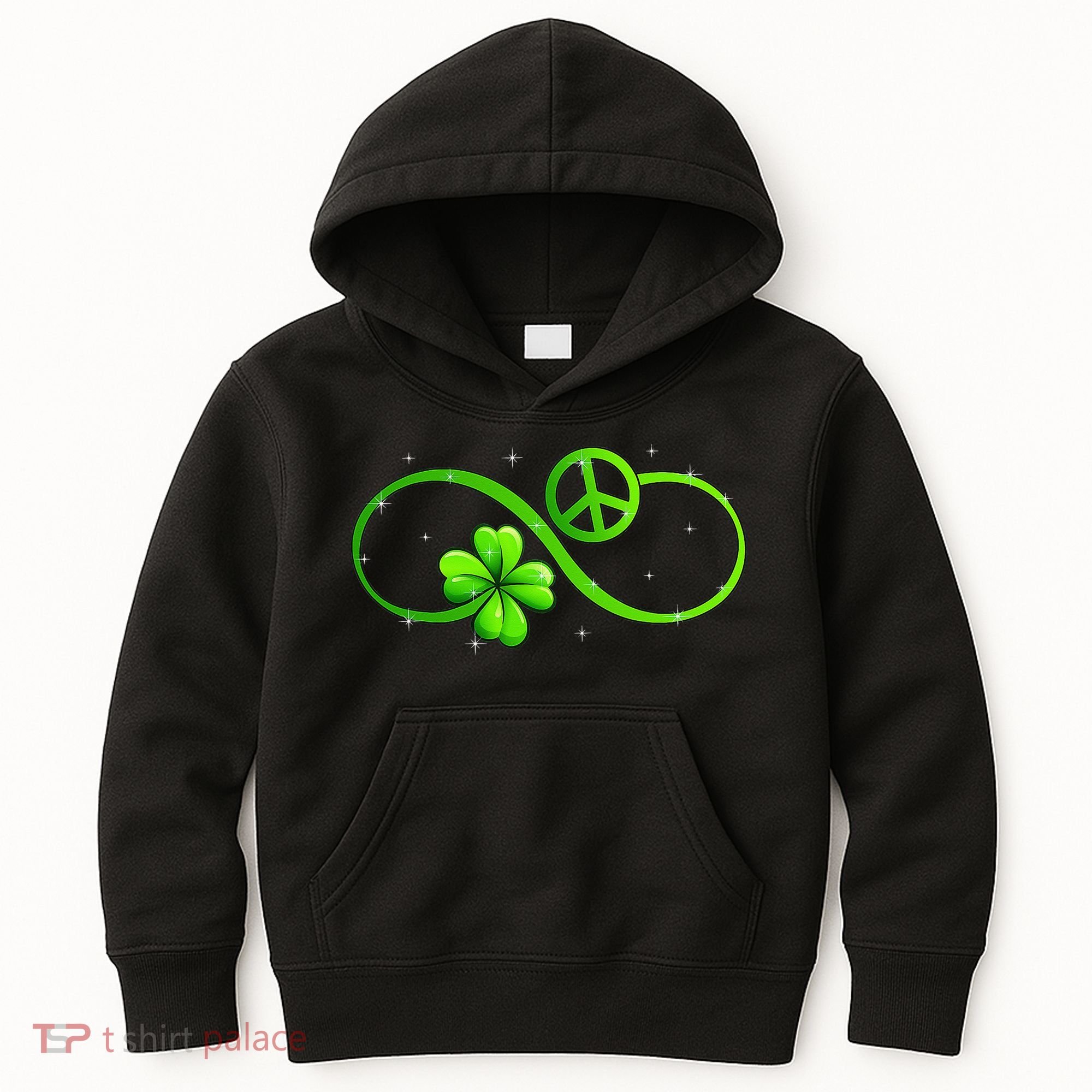 Peace Love Shamrock Irish Happy St Patrick's Day Kids Hoodie