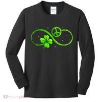 Peace Love Shamrock Irish Happy St Patrick's Day Kids Long Sleeve Shirt thumb 0