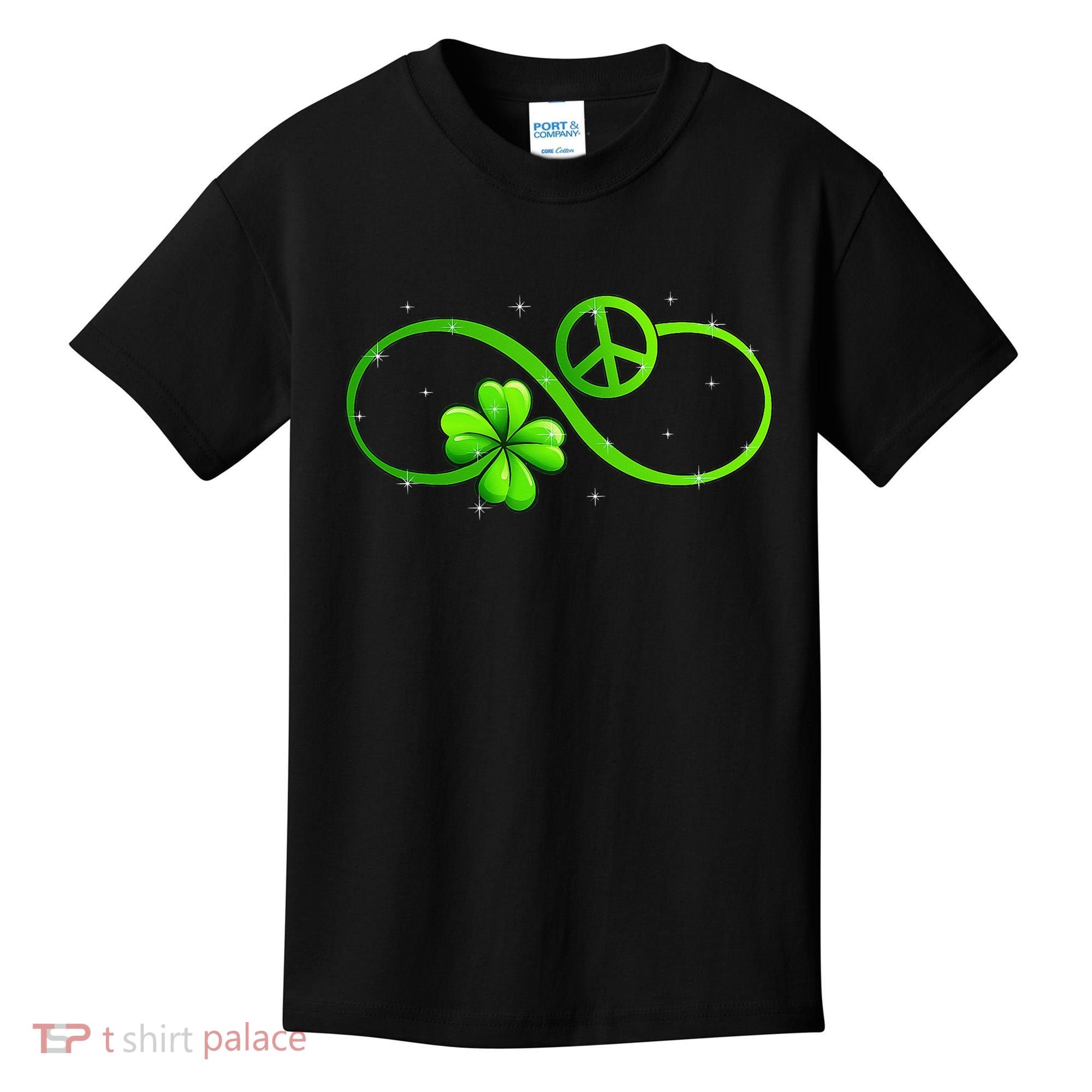 Peace Love Shamrock Irish Happy St Patrick's Day Kids T-Shirt