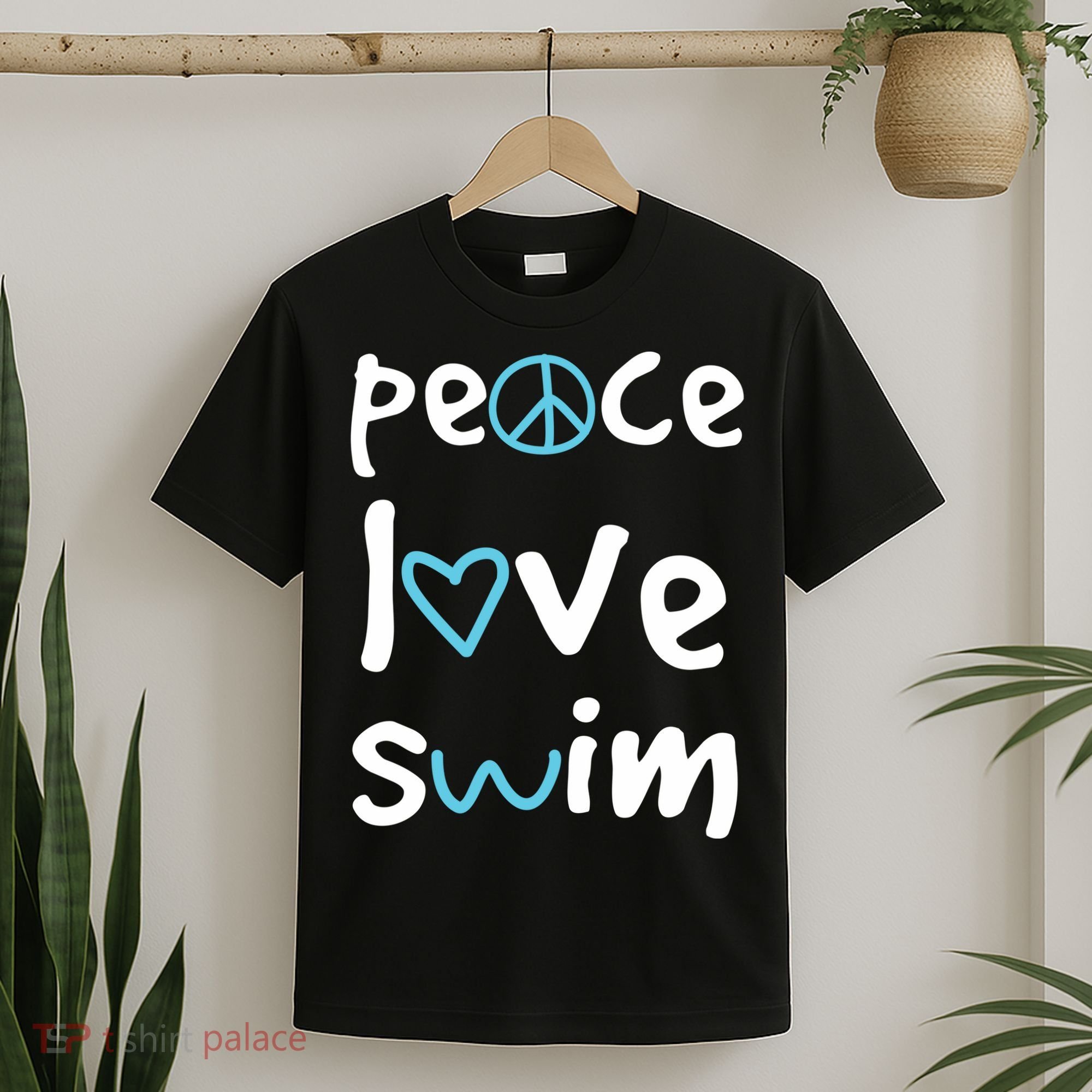 Peace Love Swim Cute Gift Swimmer Gift Love To Swim T-Shirt