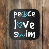 Peace Love Swim Cute Gift Swimmer Gift Love To Swim Coaster thumb 0