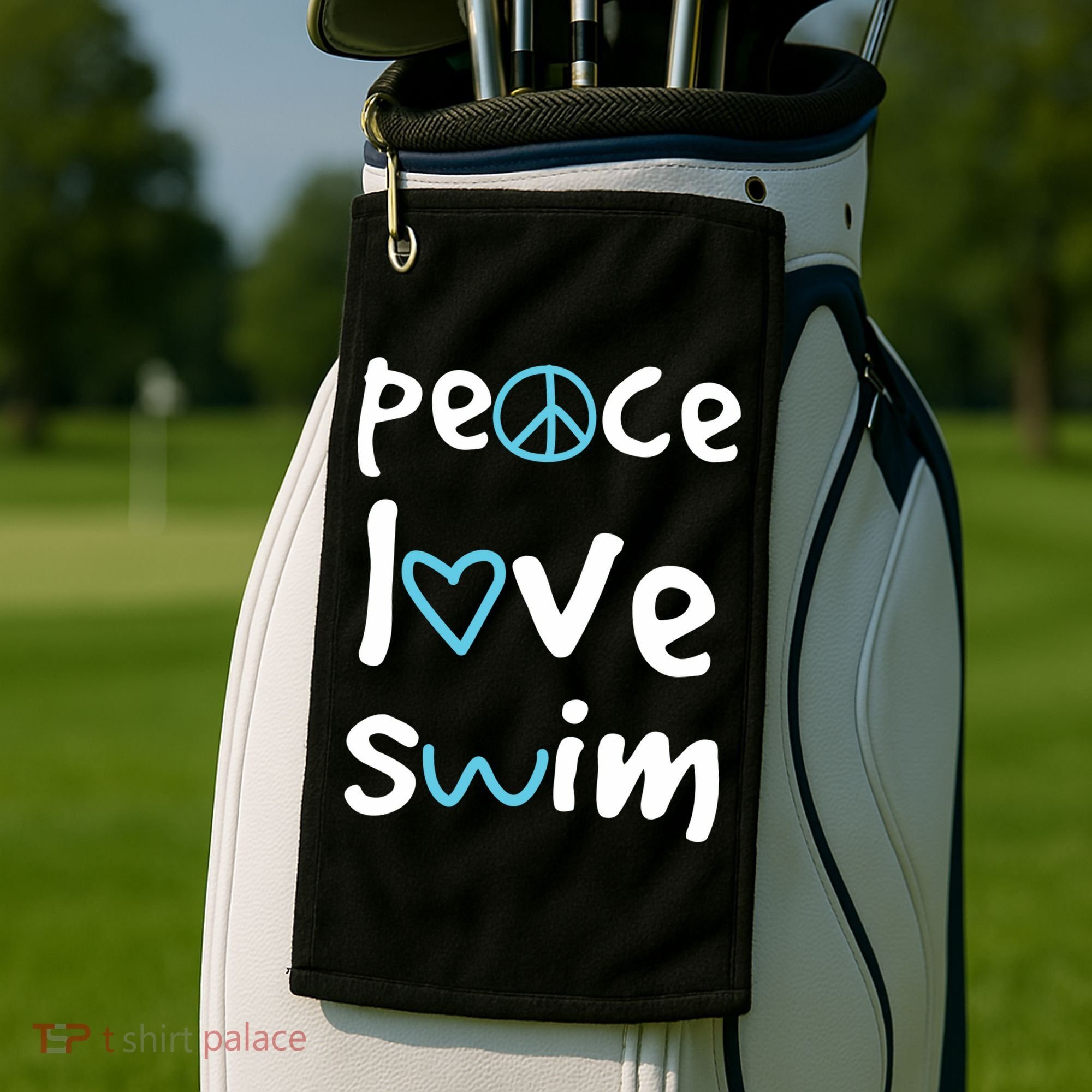 Peace Love Swim Cute Gift Swimmer Gift Love To Swim Golf Towel