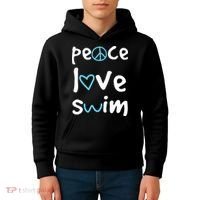 Peace Love Swim Cute Gift Swimmer Gift Love To Swim Kids Hoodie thumb 4