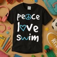 Peace Love Swim Cute Gift Swimmer Gift Love To Swim Kids T-Shirt thumb 3