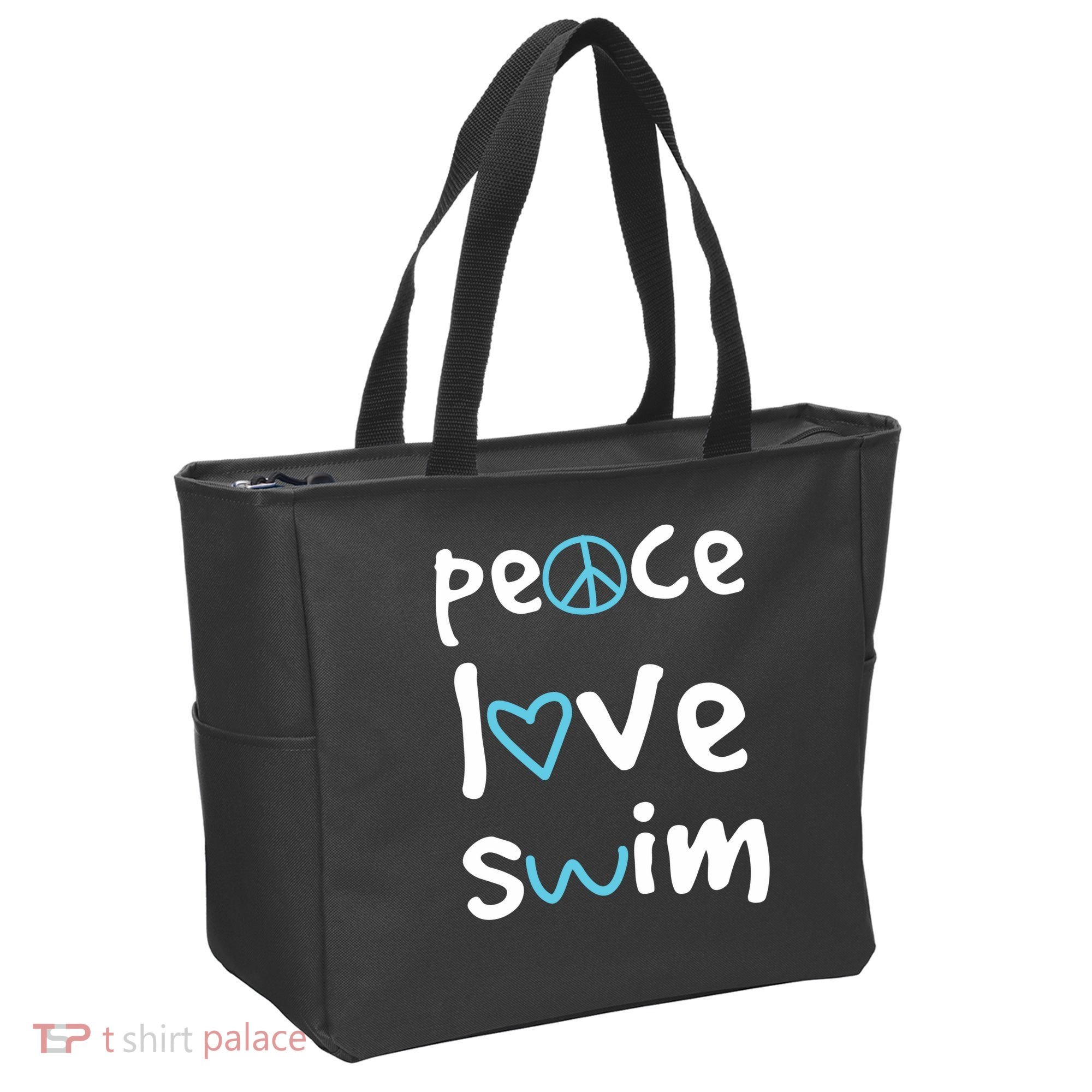 Peace Love Swim Cute Gift Swimmer Gift Love To Swim Tote Bag