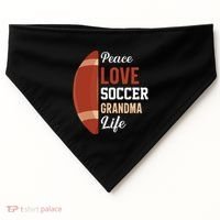 Peace Love Soccer Grandma Life Graphic USA-Made Doggie Bandana thumb 0
