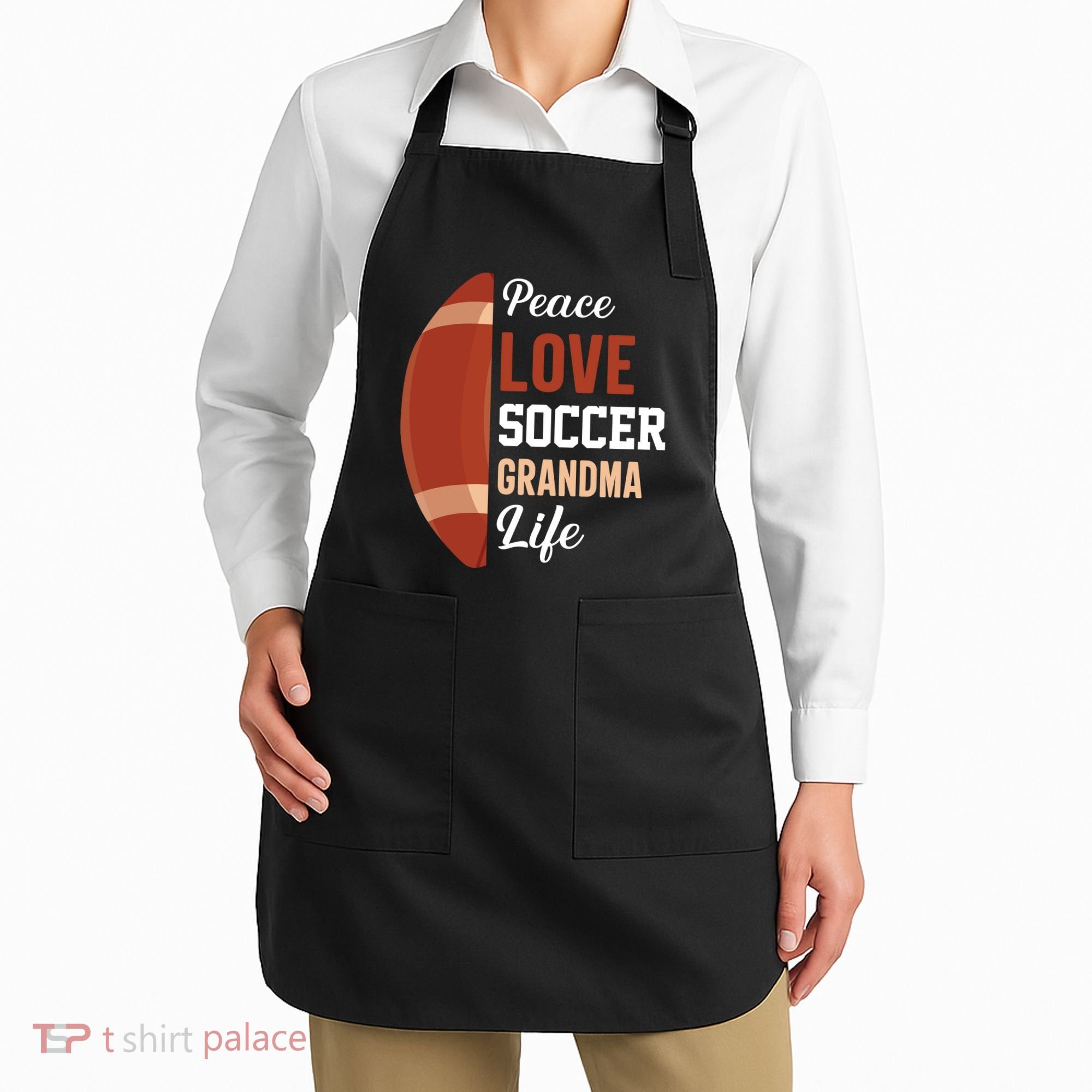 Peace Love Soccer Grandma Life Graphic Apron