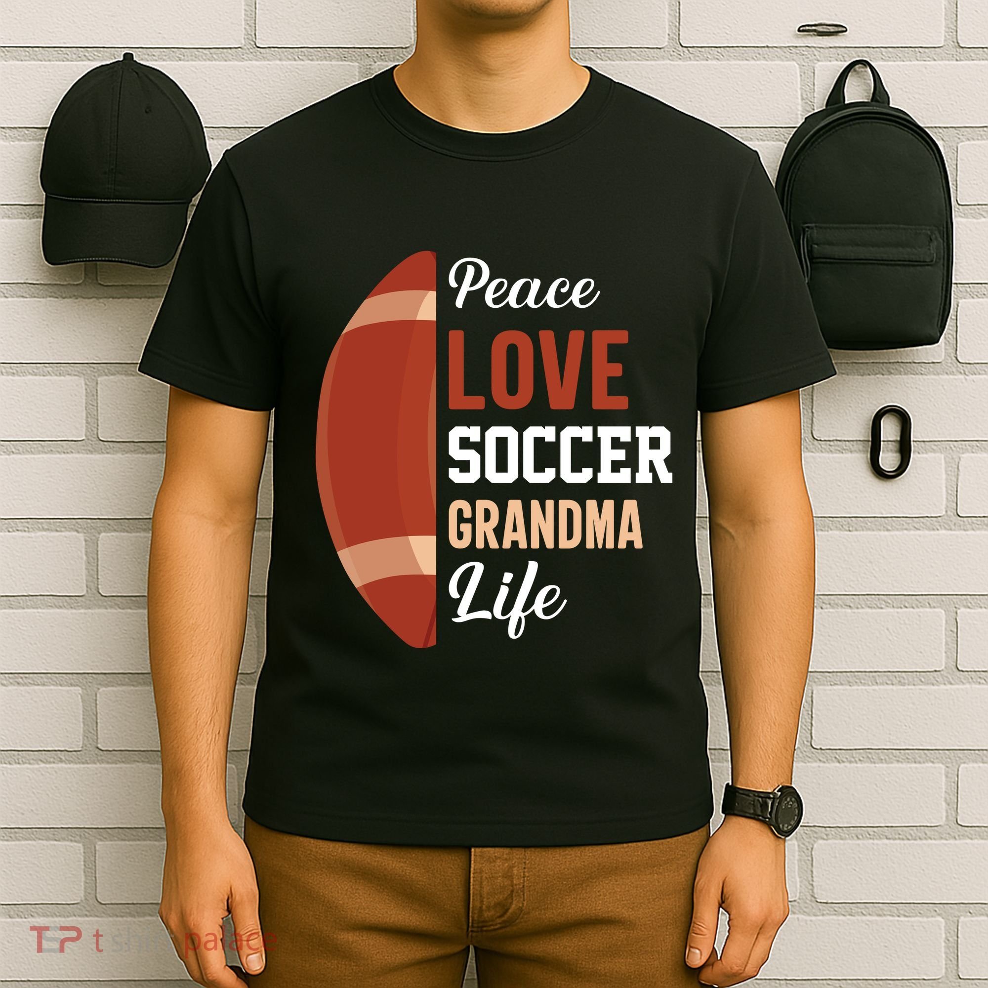 Peace Love Soccer Grandma Life Graphic T-Shirt