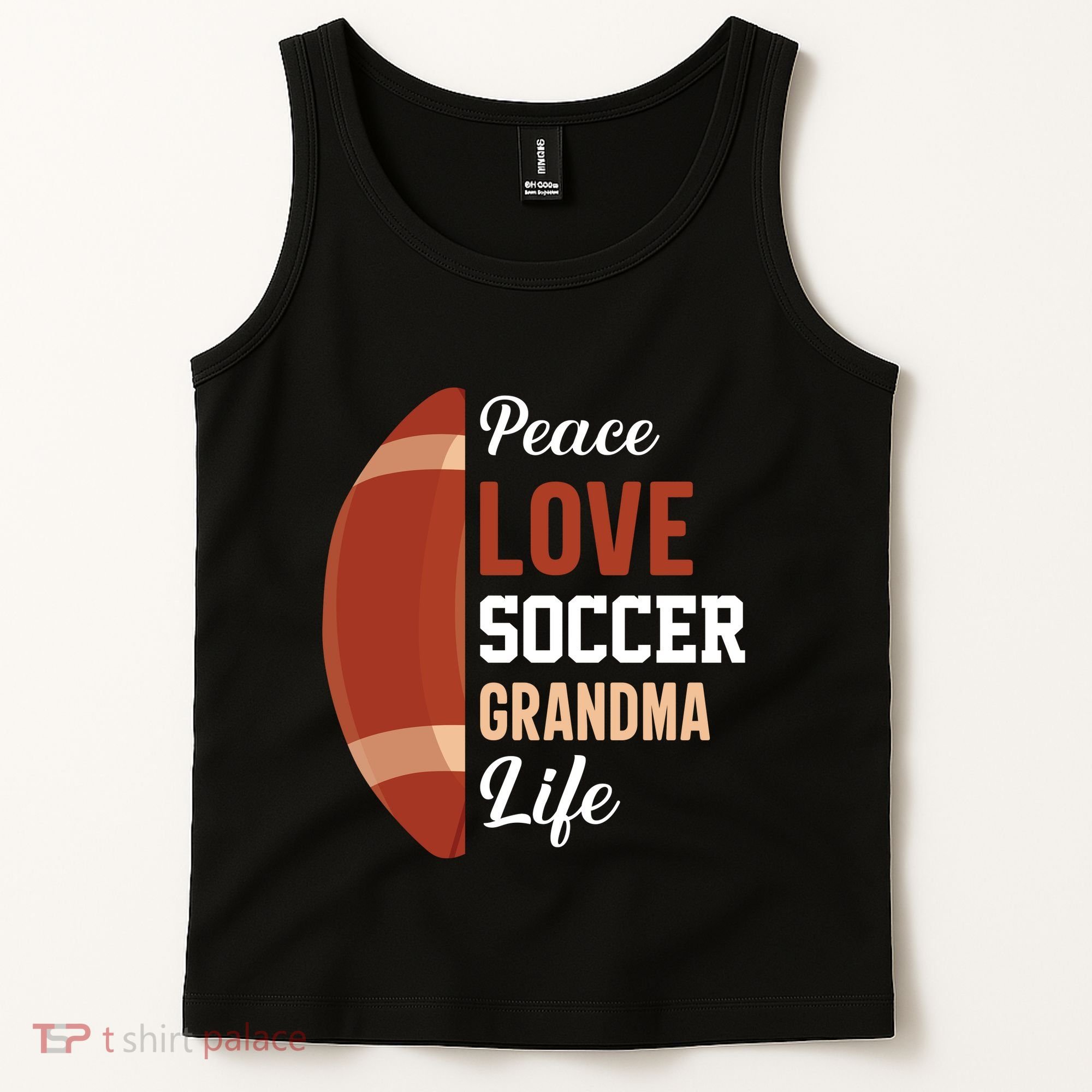 Peace Love Soccer Grandma Life Graphic Tank Top