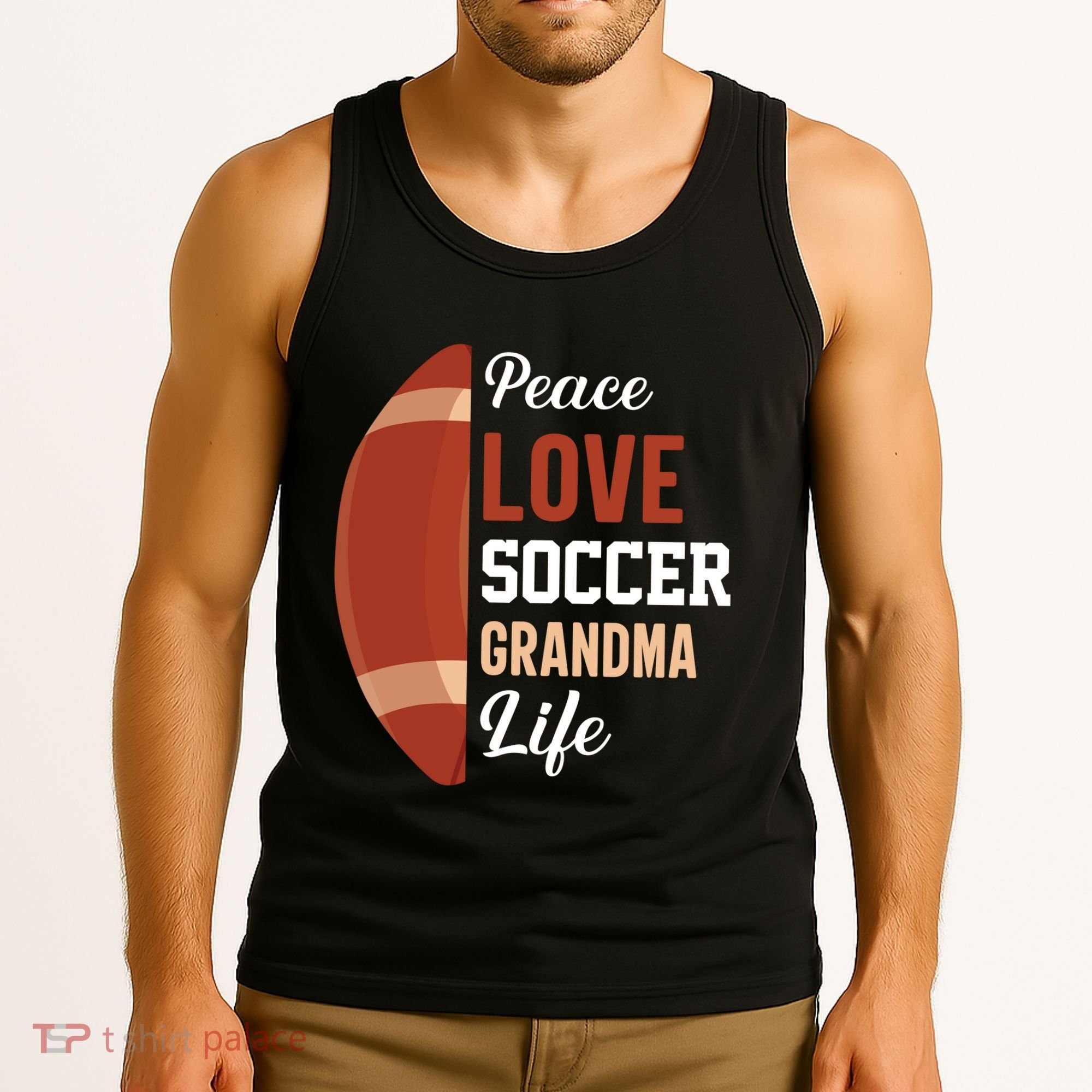 Peace Love Soccer Grandma Life Graphic Tank Top