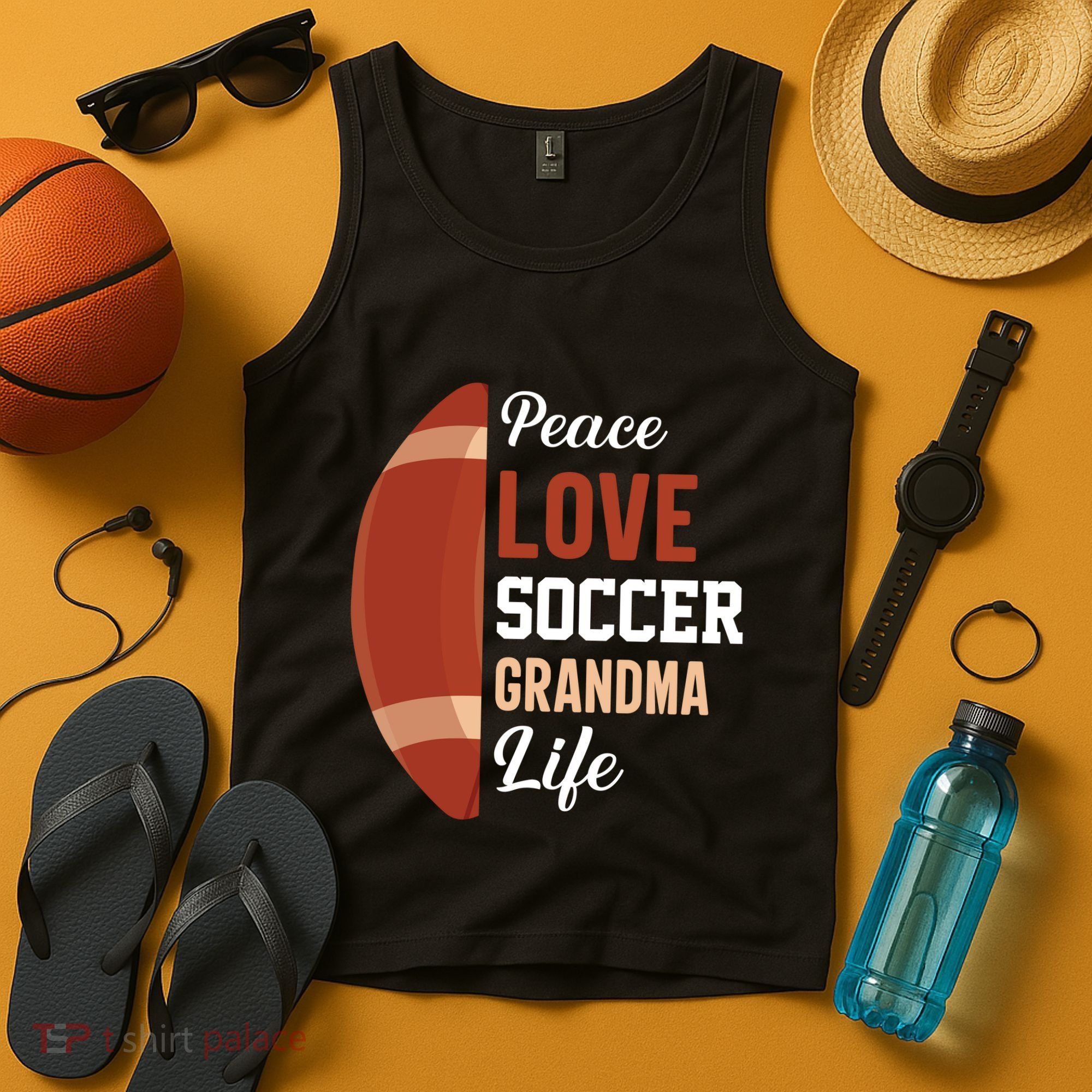 Peace Love Soccer Grandma Life Graphic Tank Top
