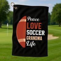 Peace Love Soccer Grandma Life Graphic Golf Towel thumb 1
