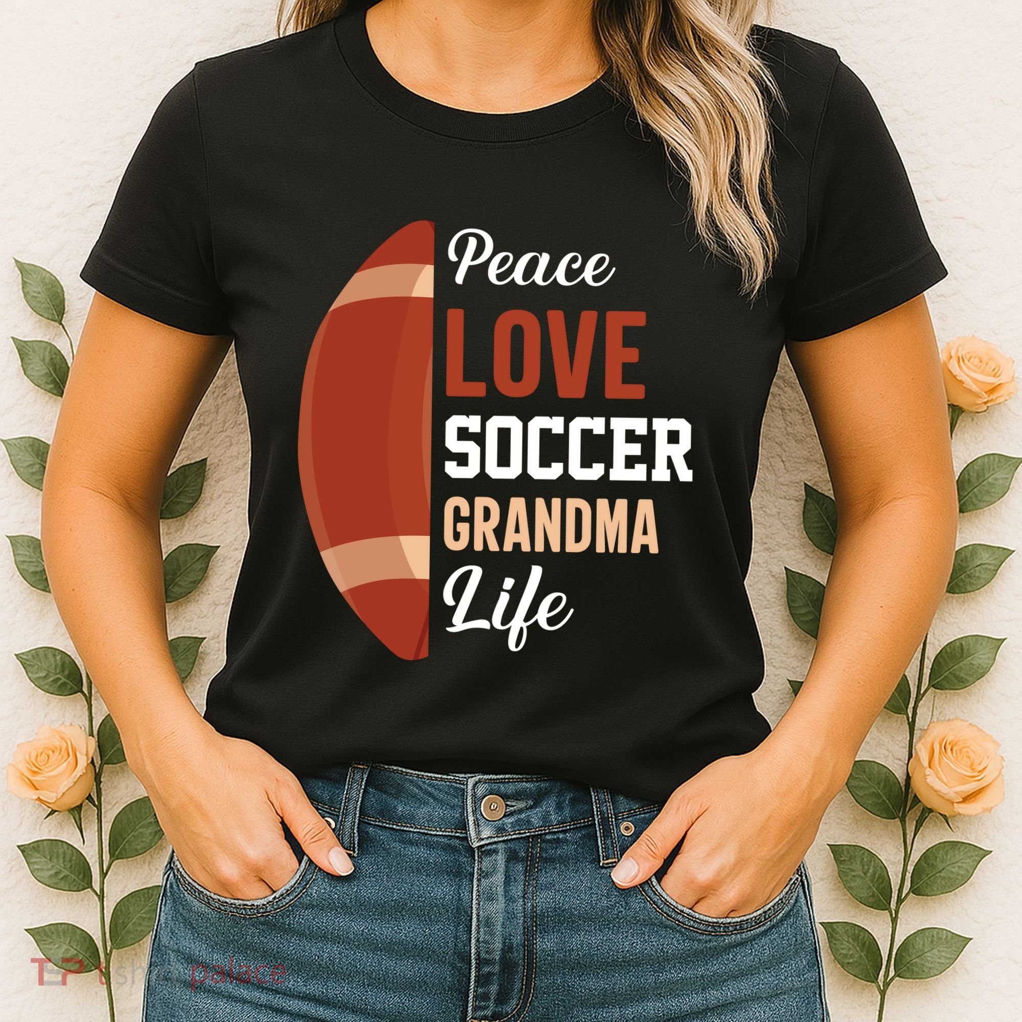Peace Love Soccer Grandma Life Graphic Women's T-Shirt