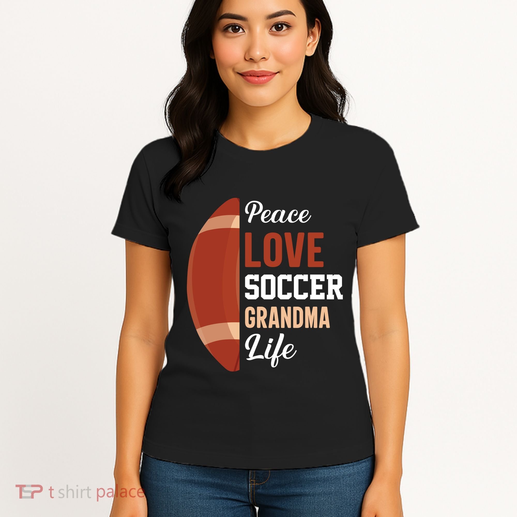 Peace Love Soccer Grandma Life Graphic Women's T-Shirt