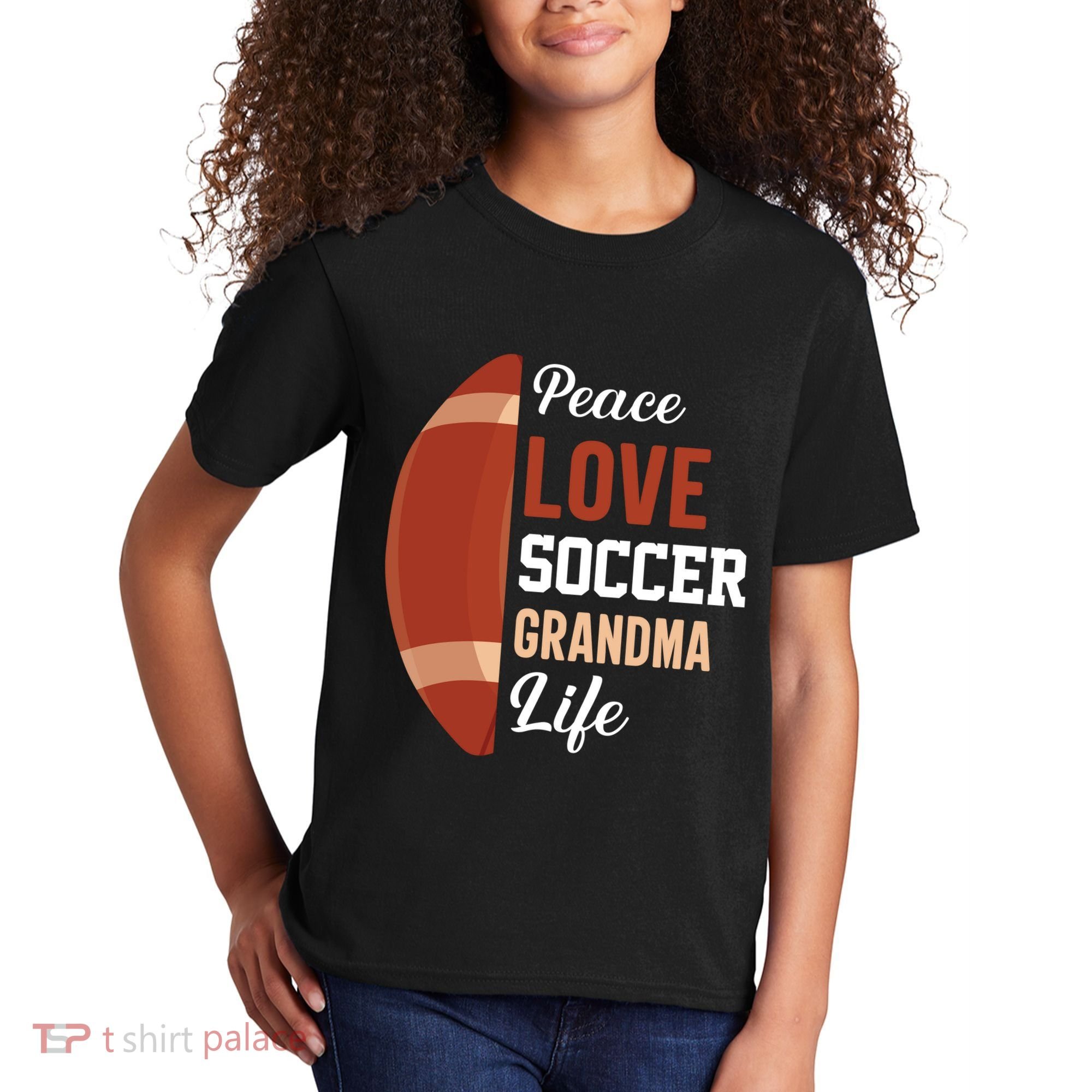 Peace Love Soccer Grandma Life Graphic Kids T-Shirt