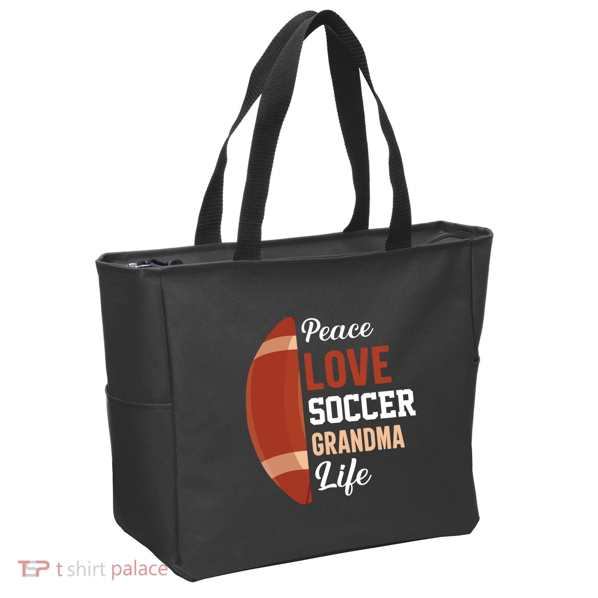 Peace Love Soccer Grandma Life Graphic Tote Bag