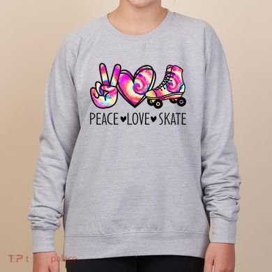 Peace Love Skate Tie Dye Roller Skating For Women's Sweatshirt