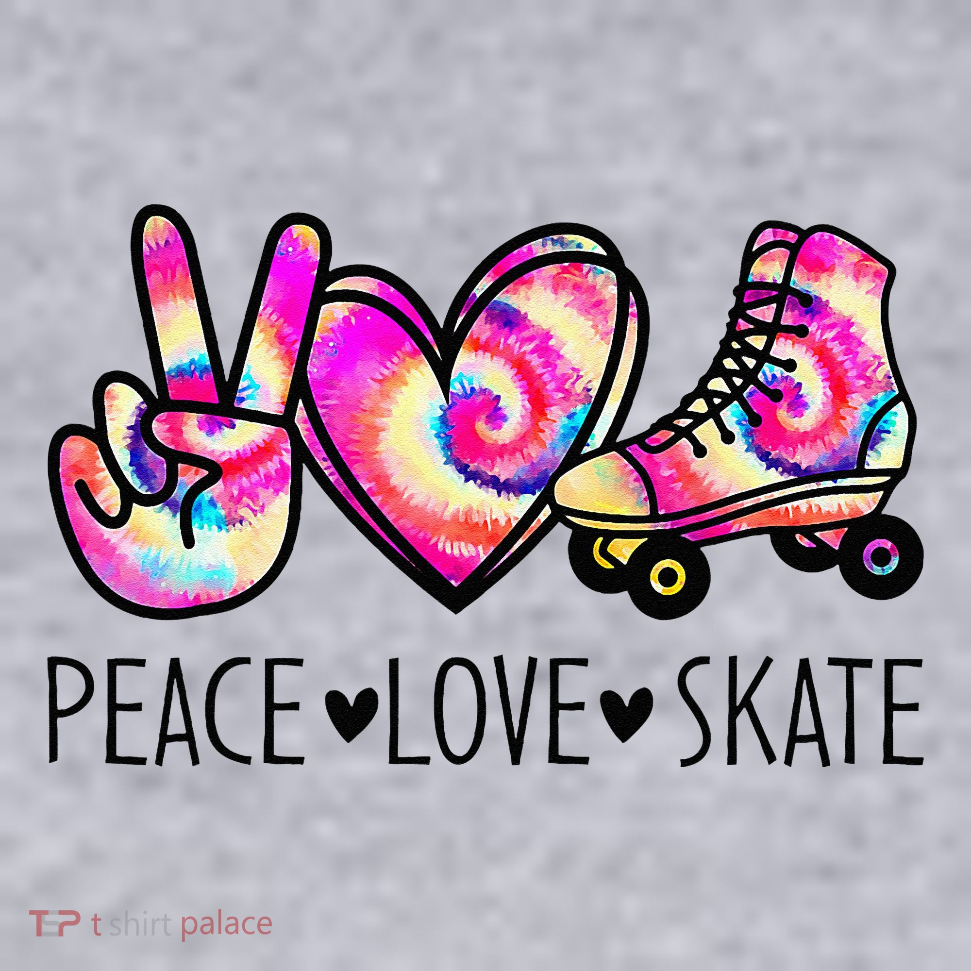 Peace Love Skate Tie Dye Roller Skating For Women's Sweatshirt