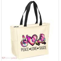 Peace Love Skate Tie Dye Roller Skating For Tote Bag thumb 2