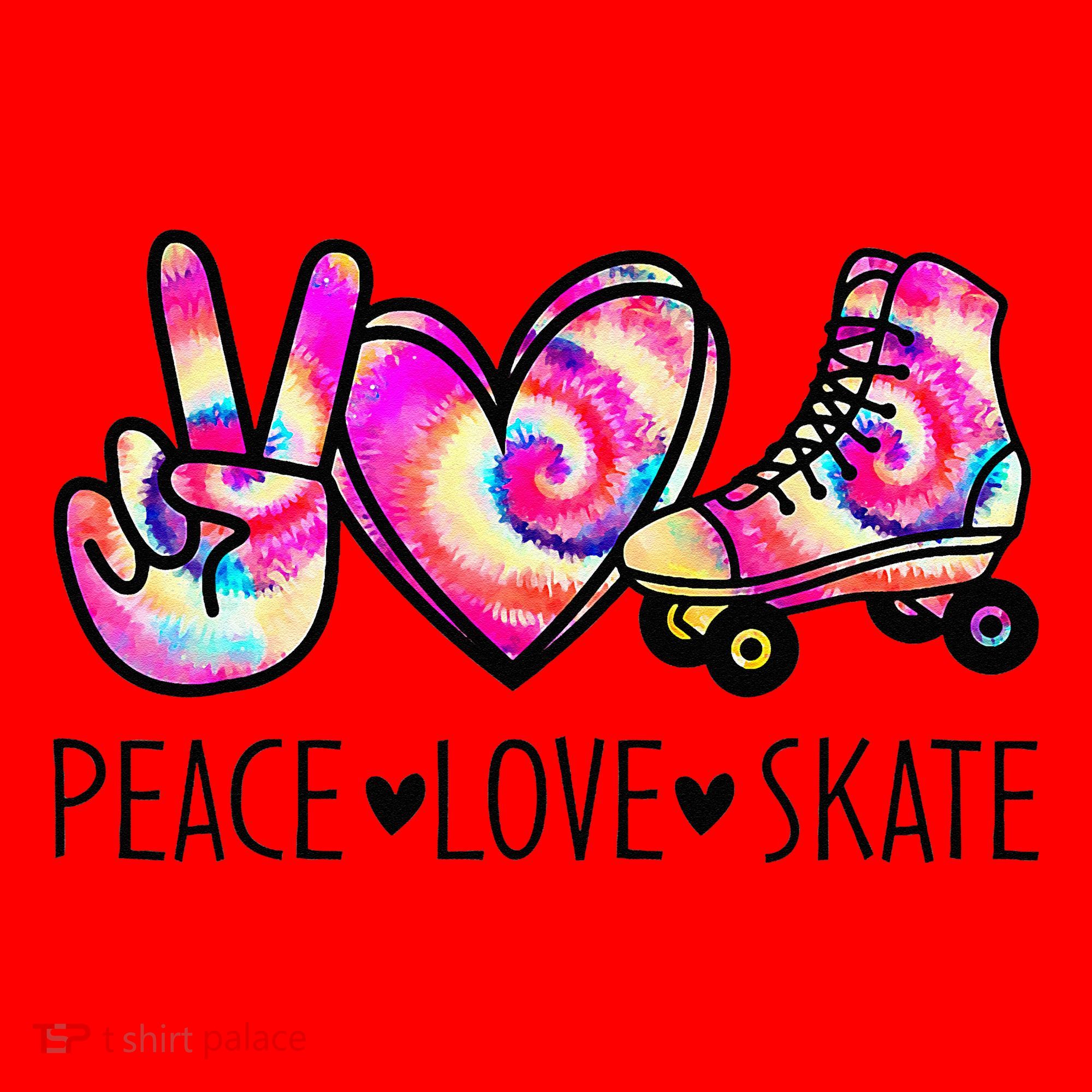 Peace Love Skate Tie Dye Roller Skating For Santa Hat