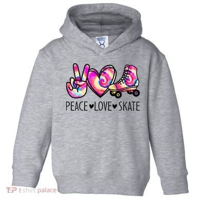 Peace Love Skate Tie Dye Roller Skating For Toddler Hoodie
