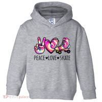 Peace Love Skate Tie Dye Roller Skating For Toddler Hoodie thumb 0