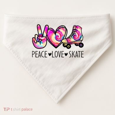 Peace Love Skate Tie Dye Roller Skating For USA-Made Doggie Bandana