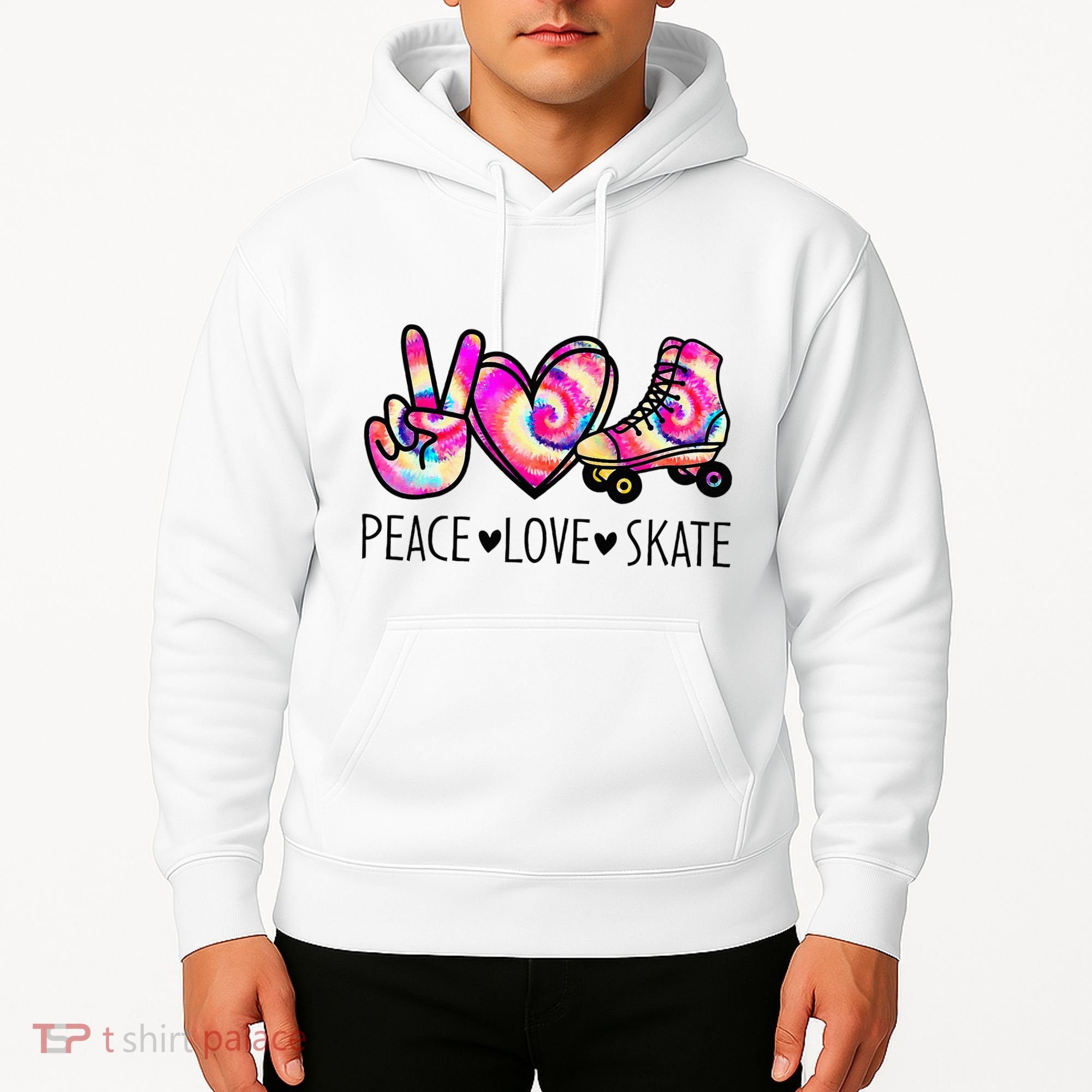Peace Love Skate Tie Dye Roller Skating For Hoodie