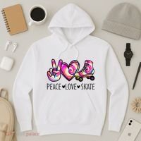 Peace Love Skate Tie Dye Roller Skating For Hoodie thumb 3