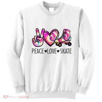 Peace Love Skate Tie Dye Roller Skating For Sweatshirt thumb 0