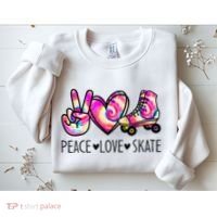 Peace Love Skate Tie Dye Roller Skating For Sweatshirt thumb 2