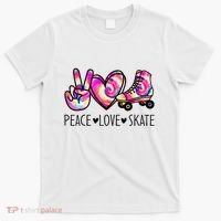 Peace Love Skate Tie Dye Roller Skating For T-Shirt thumb 0