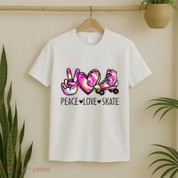 Peace Love Skate Tie Dye Roller Skating For T-Shirt thumb 2