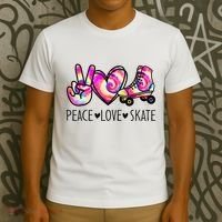Peace Love Skate Tie Dye Roller Skating For T-Shirt thumb 3