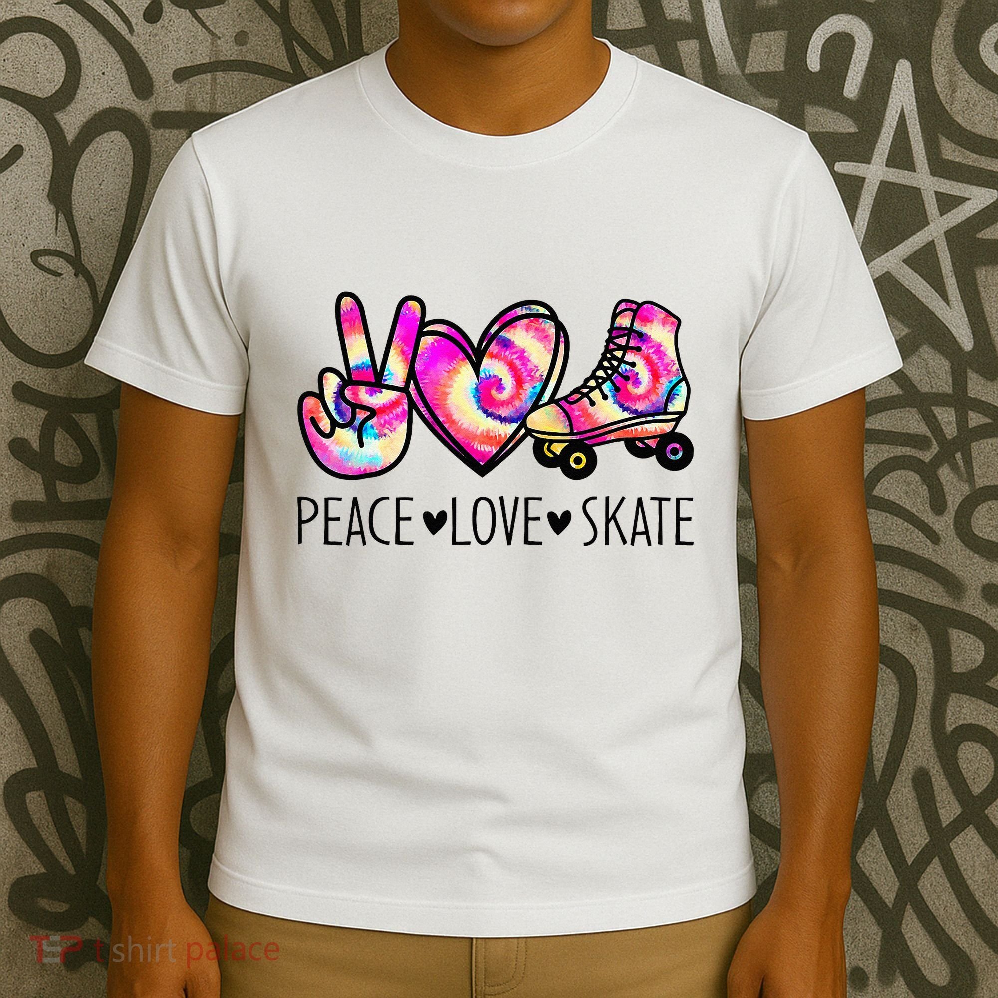 Peace Love Skate Tie Dye Roller Skating For T-Shirt
