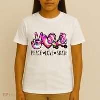 Peace Love Skate Tie Dye Roller Skating For T-Shirt thumb 4