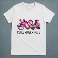 Peace Love Skate Tie Dye Roller Skating For T-Shirt thumb 5