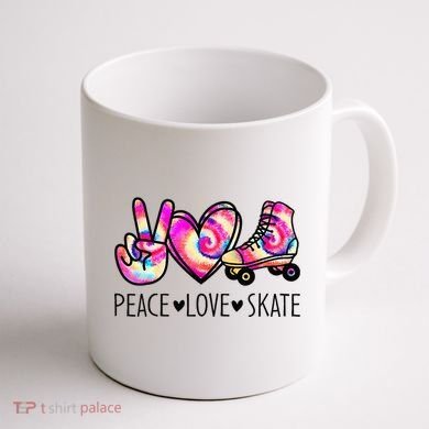 Peace Love Skate Tie Dye Roller Skating For Coffee Mug back